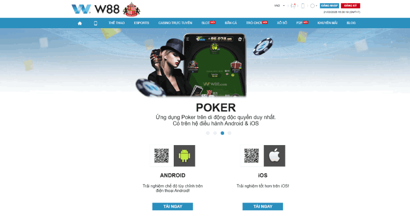 Ứng dụng nhà cái W88 - W88 Lite, Club W88 và Poker trên di động